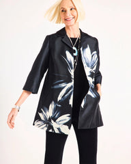 Chico's | Travelers™ Collection Floral Long Jacket/ Travelers Black