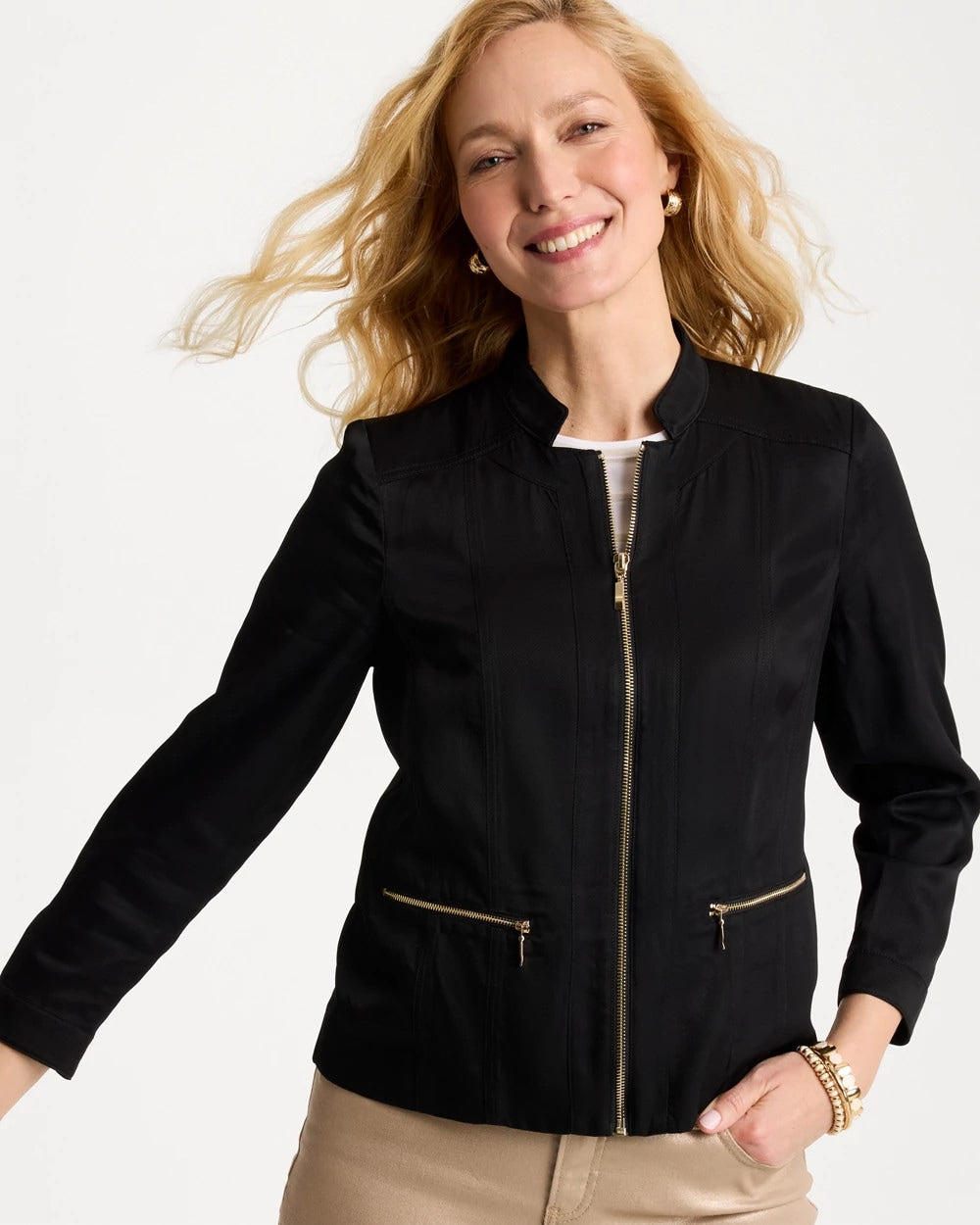 Chico's | Textured Shine Jacket/ Black