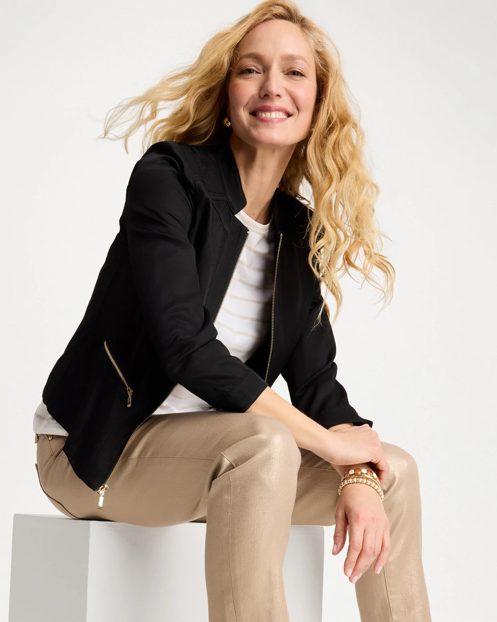 Chico's | Textured Shine Jacket/ Black