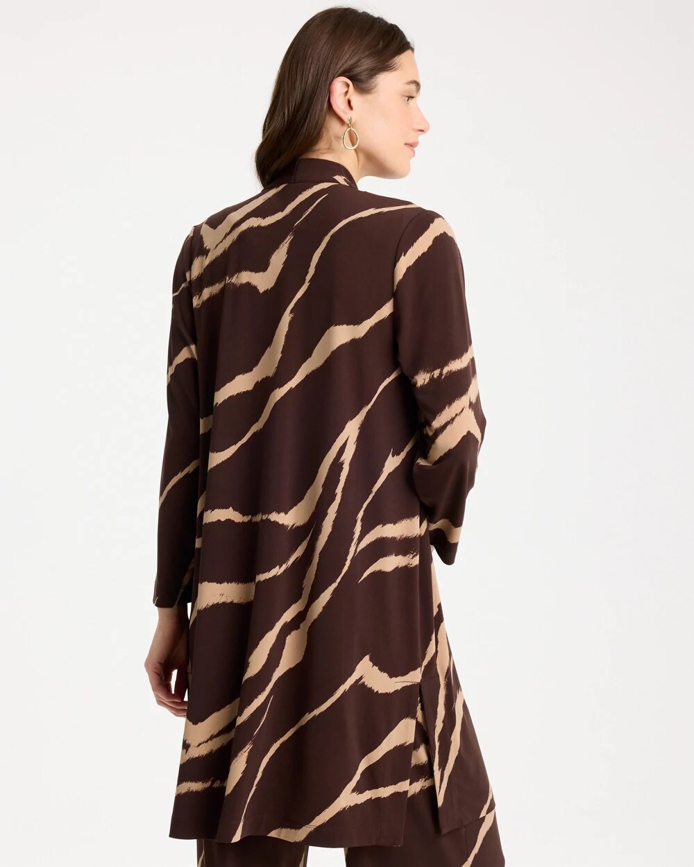 Chico's | Travelers™ Knit Animal Print Duster Cardigan/ Cocoa Bean
