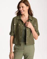 Chico's | Linen Cargo Jacket/ Olive