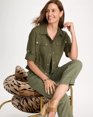 Chico's | Linen Cargo Jacket/ Olive