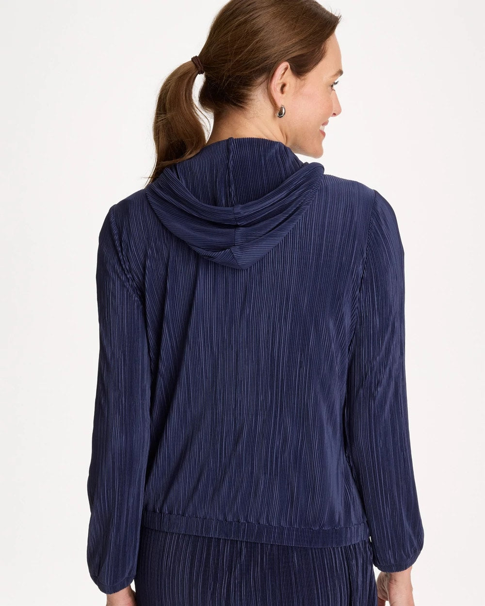 Chico's | Zenergy® Micro Plisse Hooded Jacket/ Passport Blue