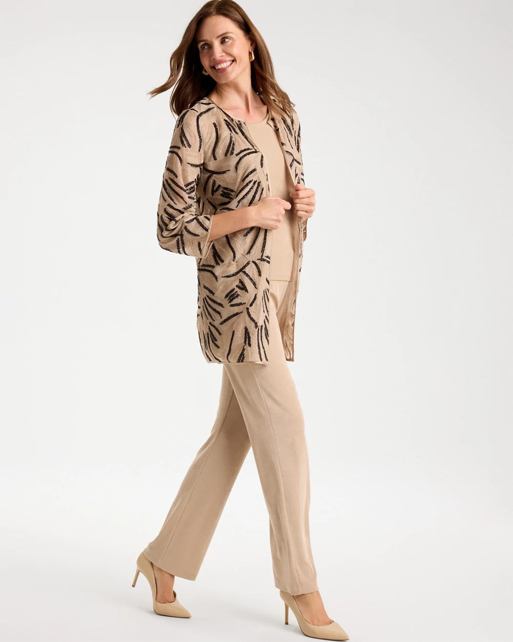 Chico's | Travelers™ Collection Embroidered Sequins Jacket/ New Sonora Sand