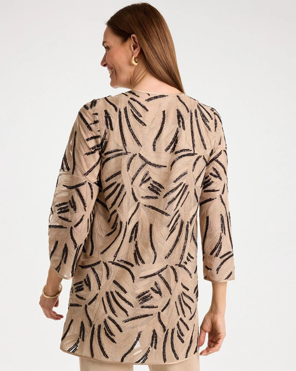 Chico's | Travelers™ Collection Embroidered Sequins Jacket/ New Sonora Sand