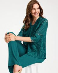 Chico's | Travelers™ Collection Palm Frond Sheer Jacket/ Jade Glow