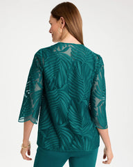 Chico's | Travelers™ Collection Palm Frond Sheer Jacket/ Jade Glow