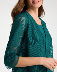Chico's | Travelers™ Collection Palm Frond Sheer Jacket/ Jade Glow