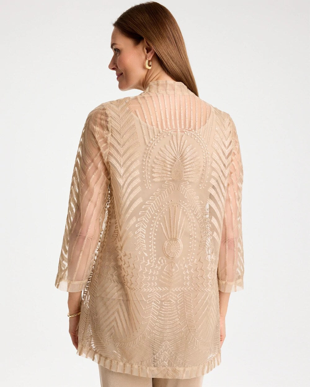 Chico's | Travelers™ Sheer Embroidered Cardigan/ New Sonora Sand
