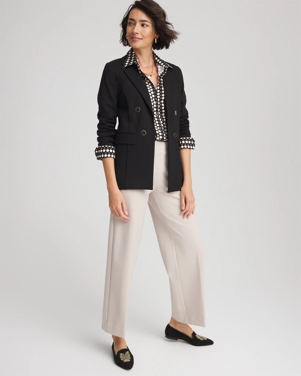 Chico's | Ponte Double-Breasted Knit Blazer/ Black