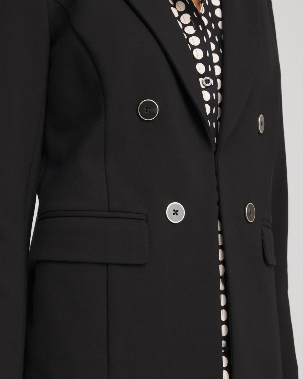 Chico's | Ponte Double-Breasted Knit Blazer/ Black
