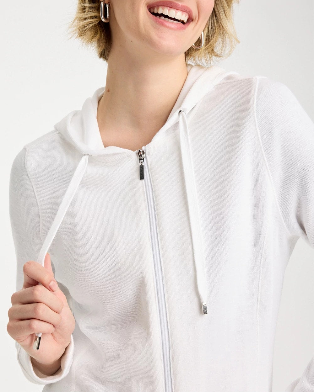 Chico's | Zenergy® Beach Slub Zip-Front Hoodie/ Alabaster