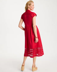 Chico's | Lace Trim Midi Shirtdress/ Cherry Lush