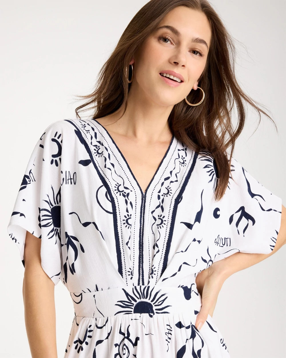 Chico's | Slub Flutter-Sleeve Vacation Dress/ Passport Blue