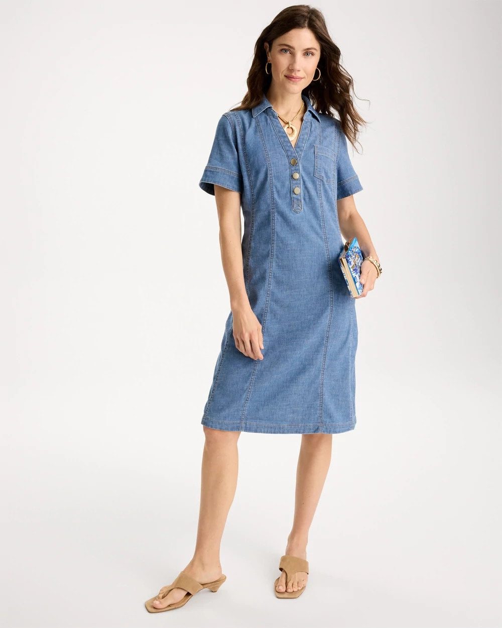 Chico's | Soft-Stretch Hemp Denim Shirtdress/ Palm Isle Indigo