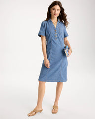 Chico's | Soft-Stretch Hemp Denim Shirtdress/ Palm Isle Indigo