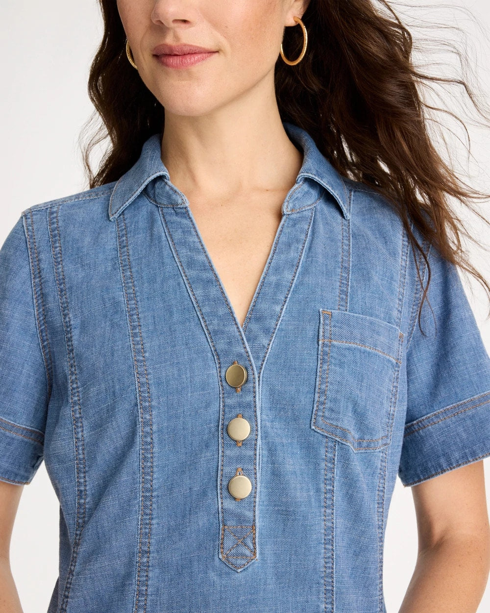 Chico's | Soft-Stretch Hemp Denim Shirtdress/ Palm Isle Indigo