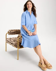 Chico's | Linen Flounce Dress/ Blue Veil
