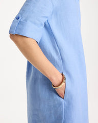 Chico's | Linen Flounce Dress/ Blue Veil