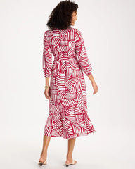 Chico's | Printed Midi Shirt Dress/ Cherry Lush