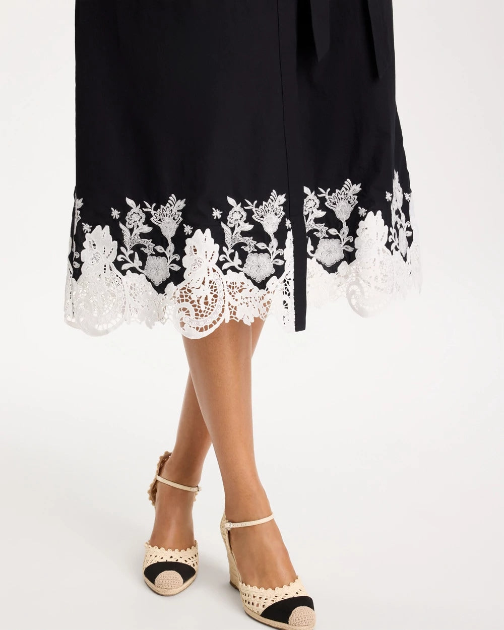 Chico's | Cotton Lace Trim Shirtdress/ Black