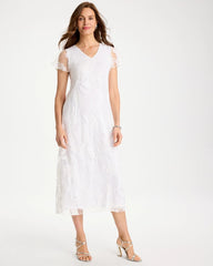 Chico's | Knit Burnout Floral Dress/ Alabaster