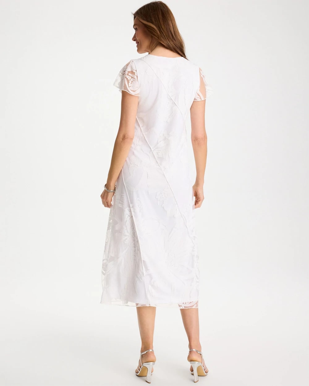 Chico's | Knit Burnout Floral Dress/ Alabaster