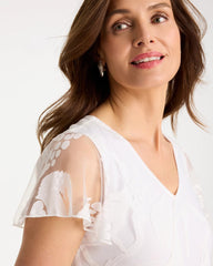 Chico's | Knit Burnout Floral Dress/ Alabaster