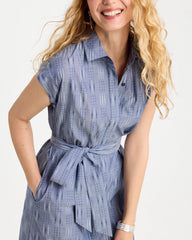 Chico's | Clip Jacquard Denim Shirtdress/ Blue