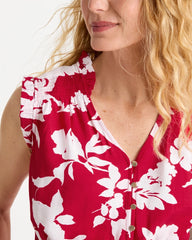 Chico's | Smocked Floral Maxi Dress/ Cherry Lush