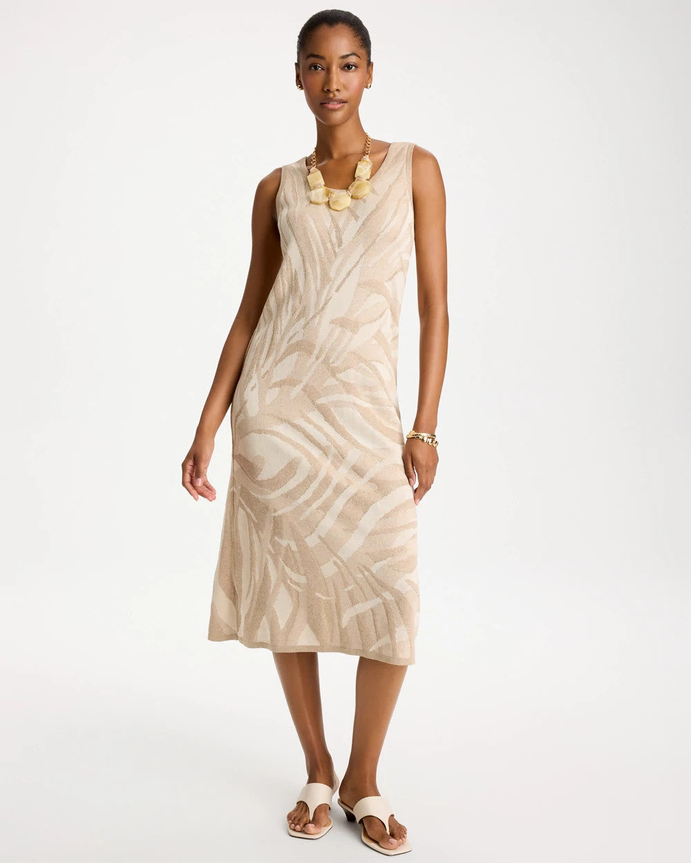 Chico's | Knit Printed Sweater Dress/ Gold