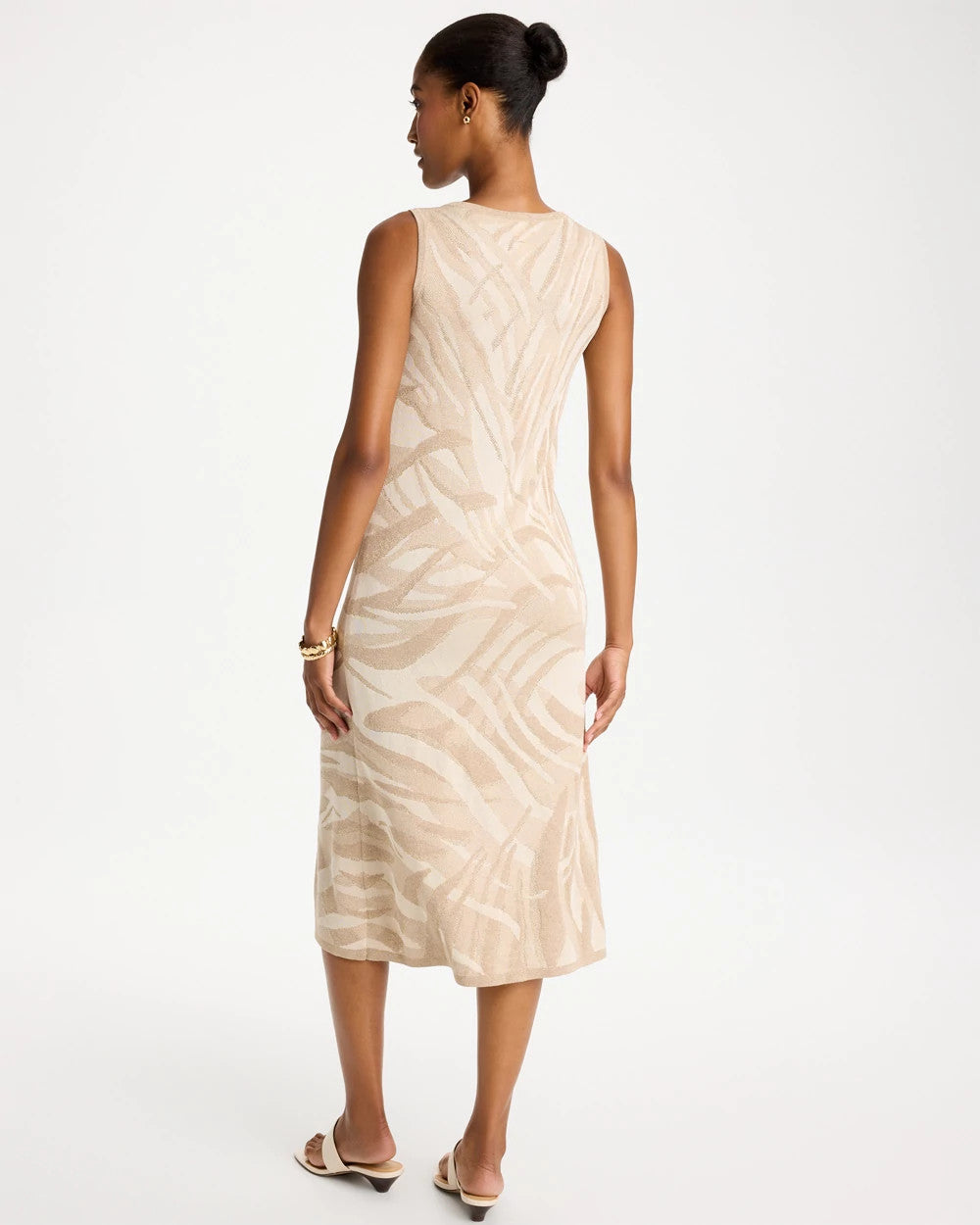 Chico's | Knit Printed Sweater Dress/ Gold