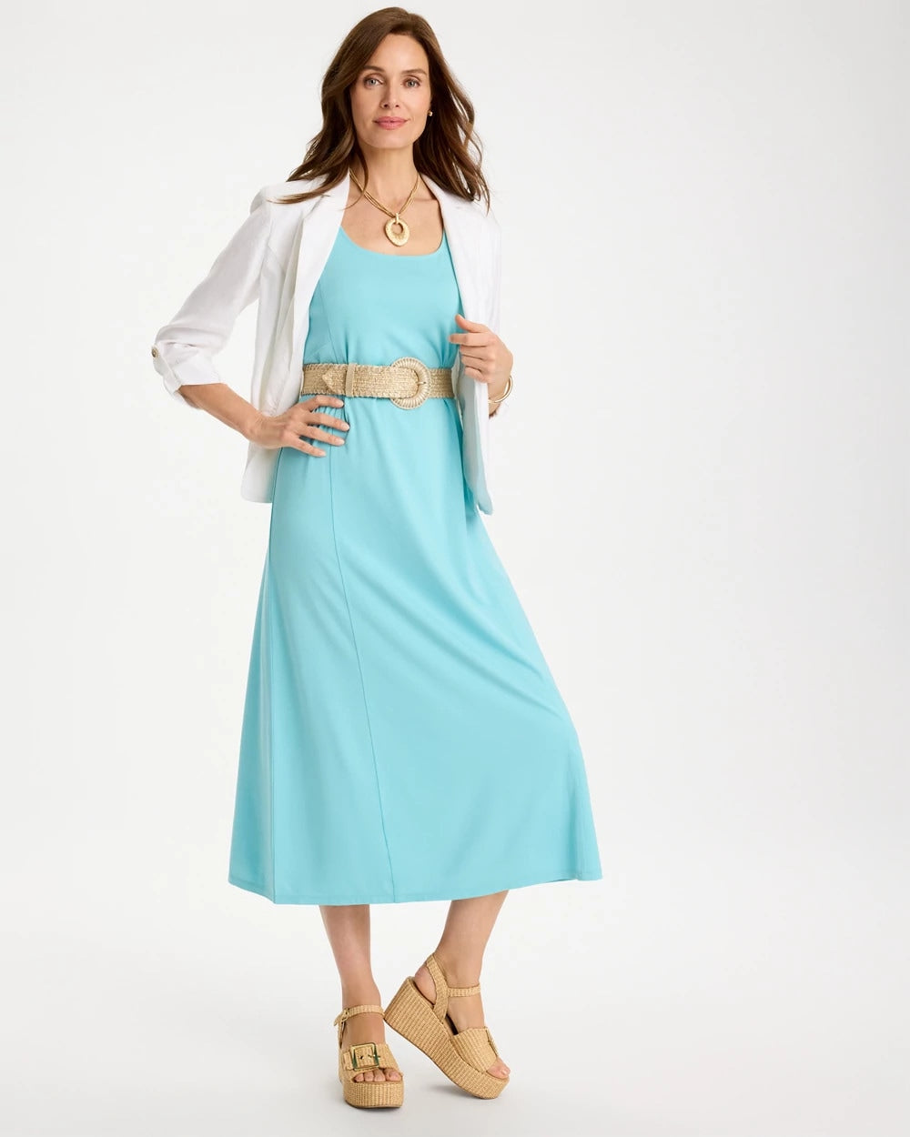 Chico's | Ponte Seamed Maxi Dress/ Bondi Blue