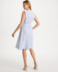 Chico's | Seersucker V-Neck Sleeveless Dress/ Light Blue