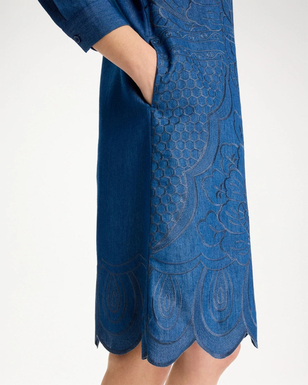 Chico's | Denim Embroidered Dress/ Indigo