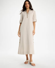 Chico's | Embellished Linen Dress/ River Rock