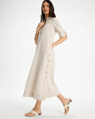 Chico's | Embellished Linen Dress/ River Rock