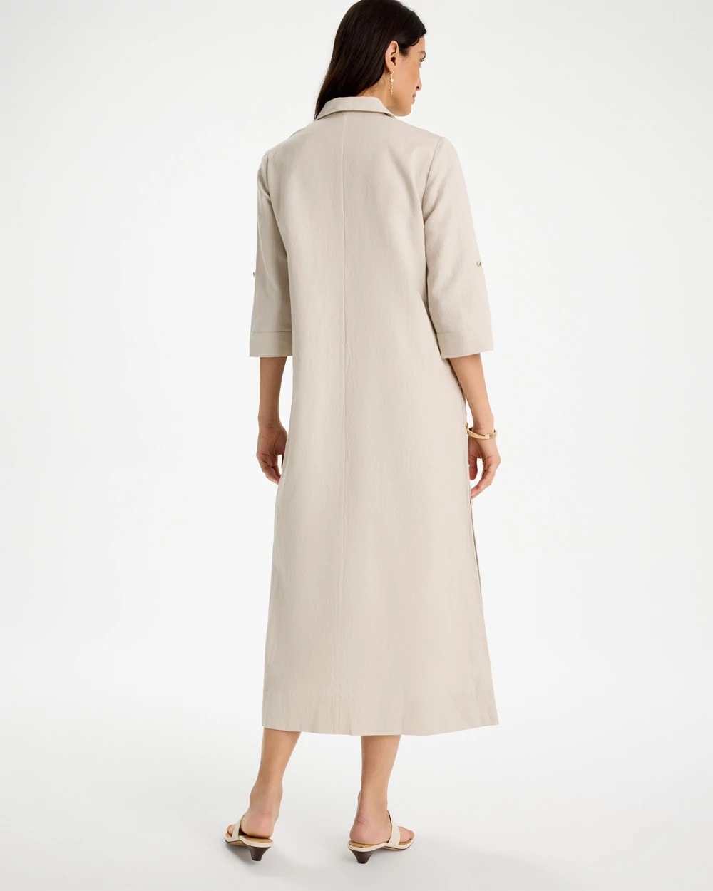 Chico's | Embellished Linen Dress/ River Rock