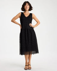 Chico's | Embroidered Lace Sleeveless Dress/ Black