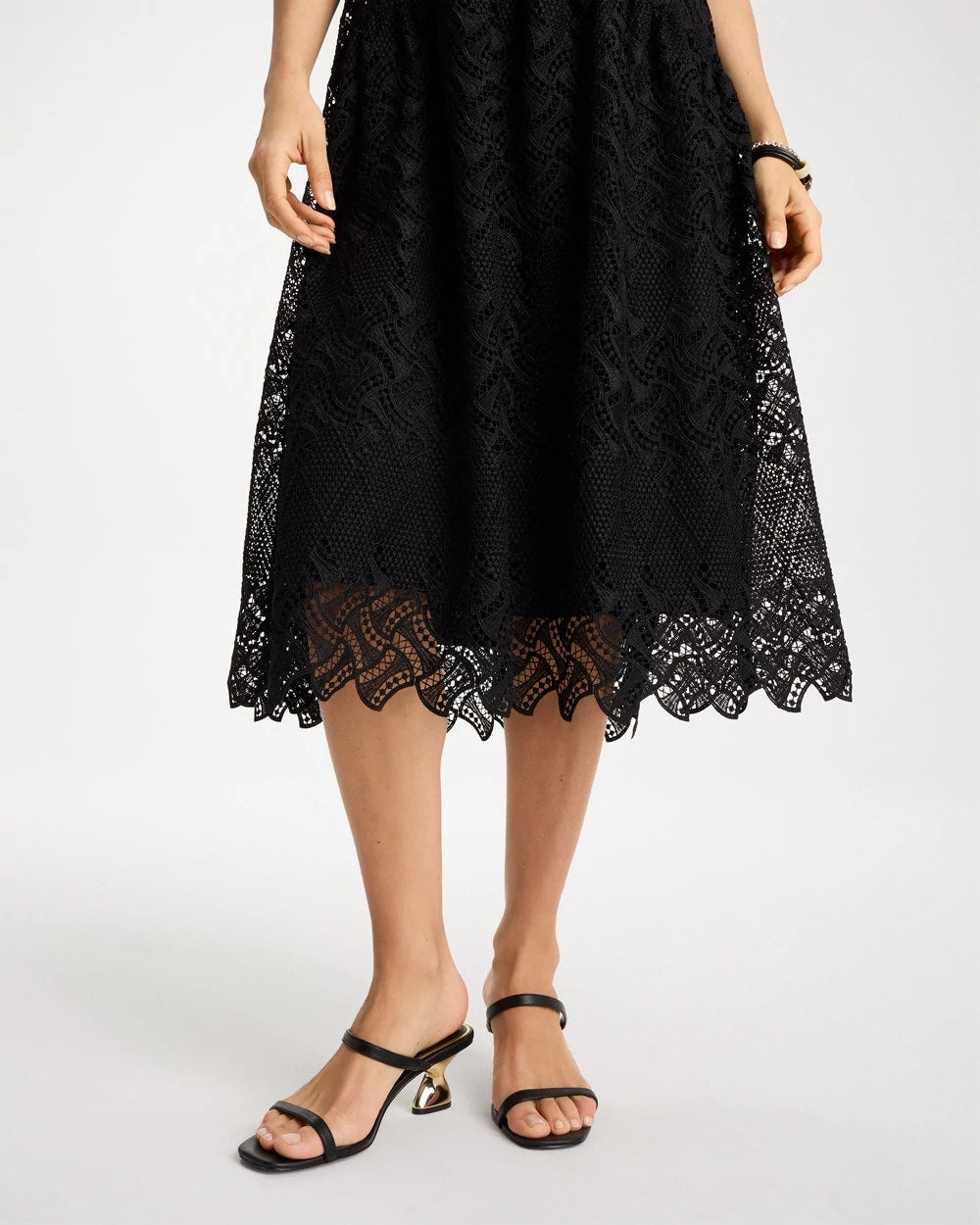Chico's | Embroidered Lace Sleeveless Dress/ Black
