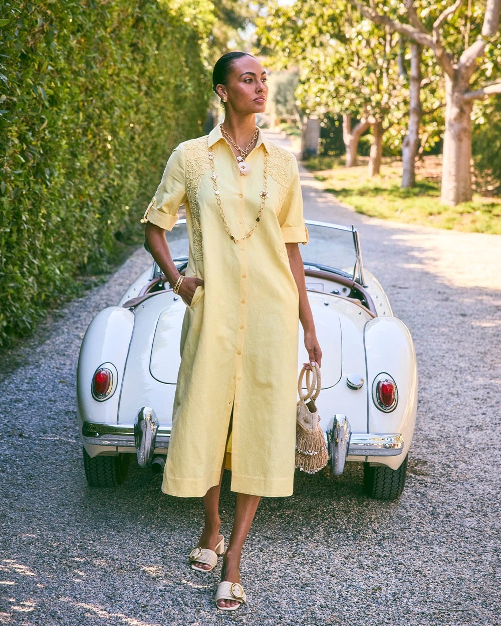 Chico's | Embellished Linen-Cotton Shirtdress/ Golden Haze