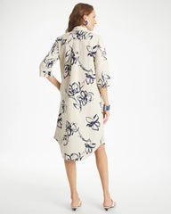 Chico's | Printed Linen-Cotton Shirtdress/ Passport Blue