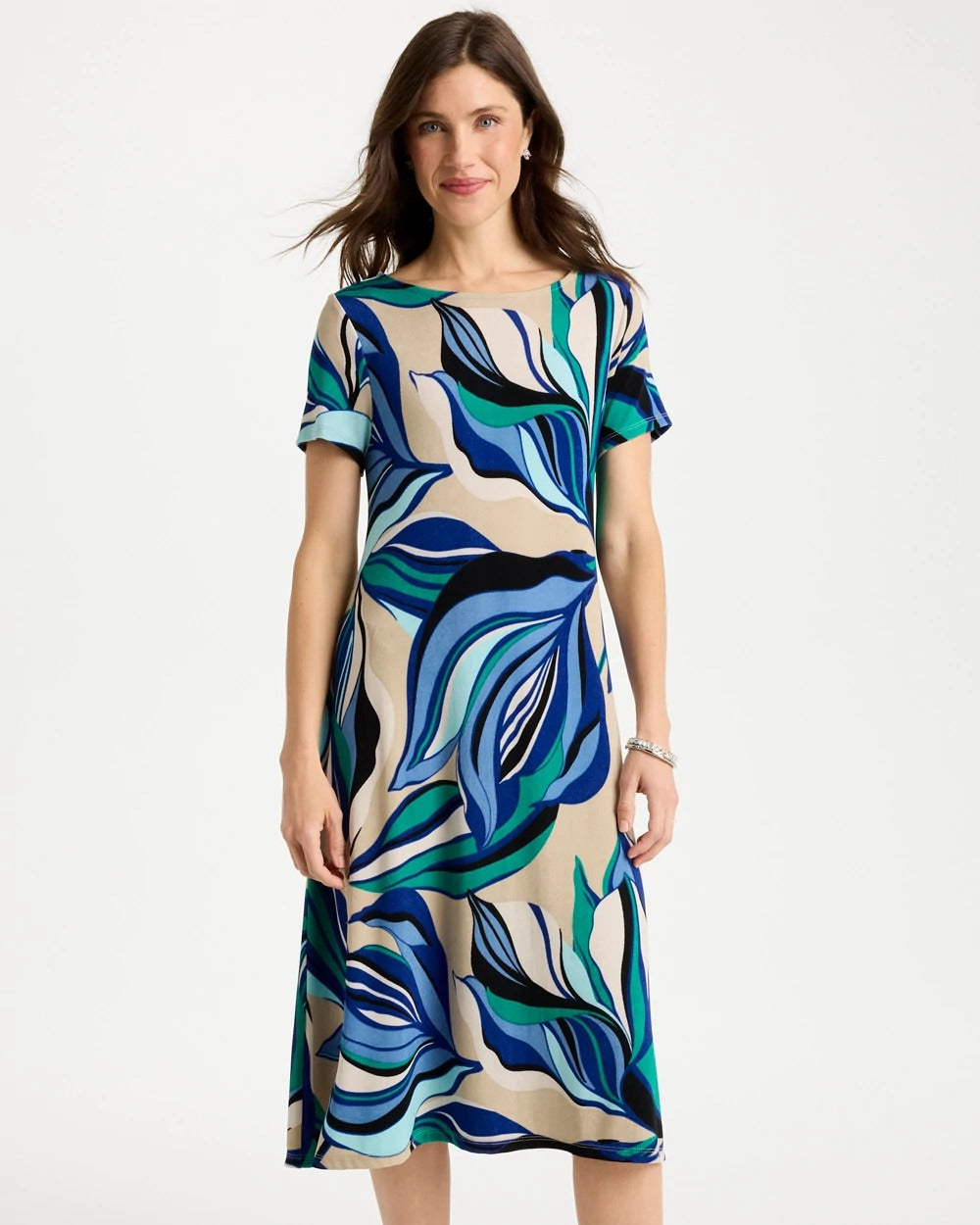 Chico's | Travelers™ Marble Flora Swing Dress/ Rich Cobalt
