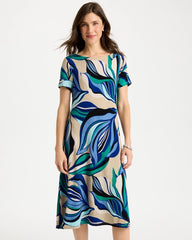 Chico's | Travelers™ Marble Flora Swing Dress/ Rich Cobalt
