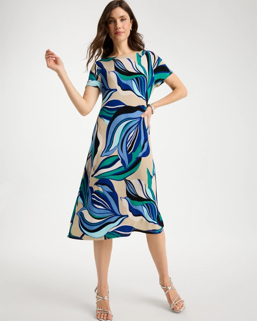Chico's | Travelers™ Marble Flora Swing Dress/ Rich Cobalt