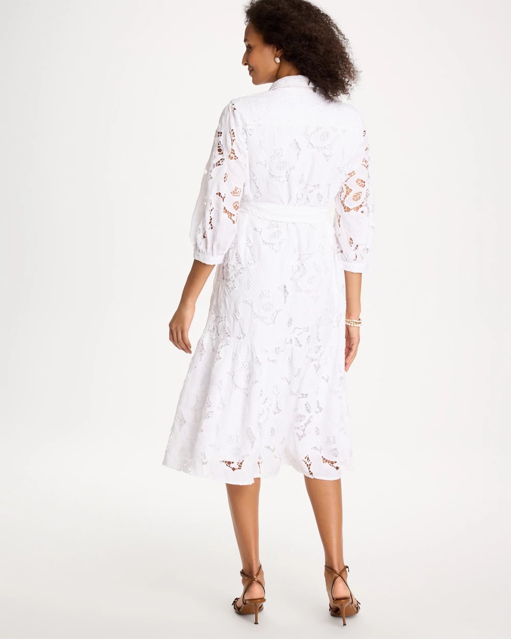 Chico's | Lace Cutout Belted Shirtdress/ Alabaster