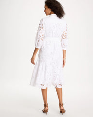 Chico's | Lace Cutout Belted Shirtdress/ Alabaster