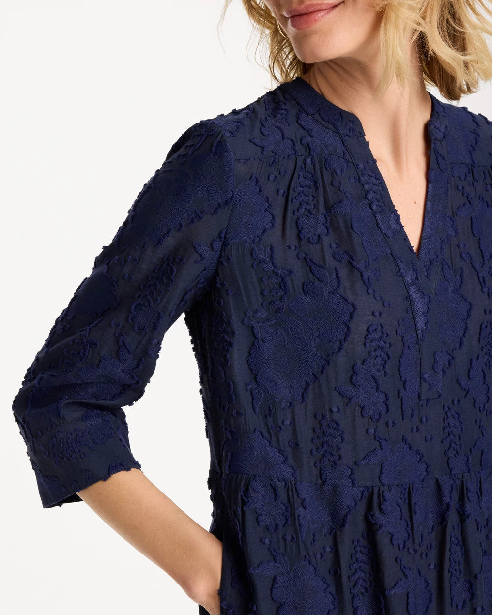 Chico's | Tiered Lace Dress/ Passport Blue