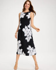 Chico's | Travelers™ Knit Abstract Floral Swing Dress/ Black