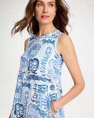 Chico's | Soft-Stretch Sleeveless Tropical Dress/ Passport Blue